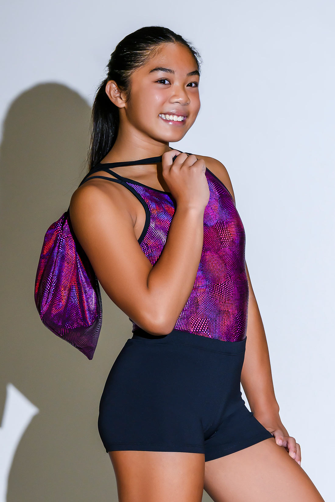 Double Strap Camisole Gymnastics Leotard: Disco Party